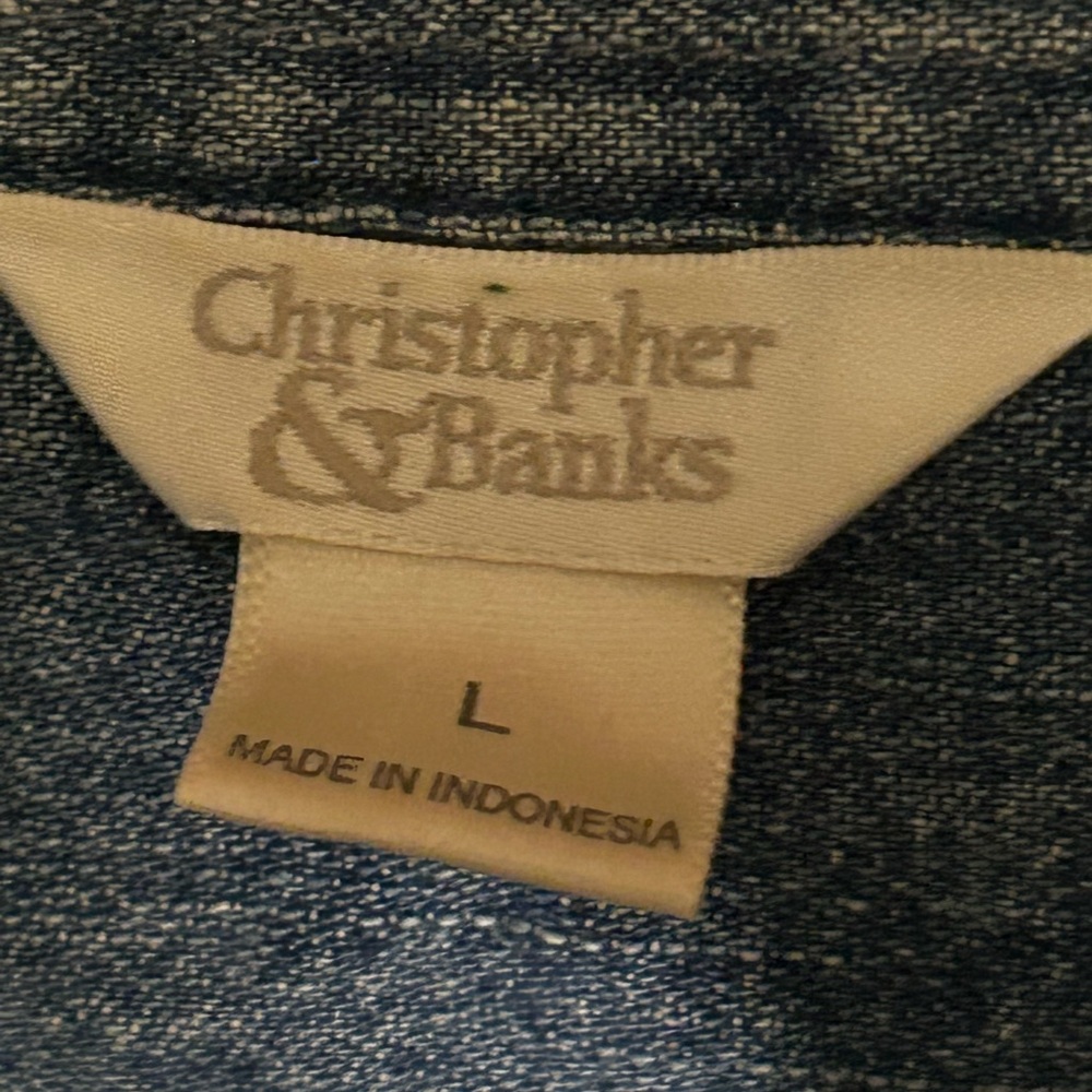 Vintage Christopher and Banks Denim she jacket Shirt Christma s Embroideries, L. - Picture 7 of 9